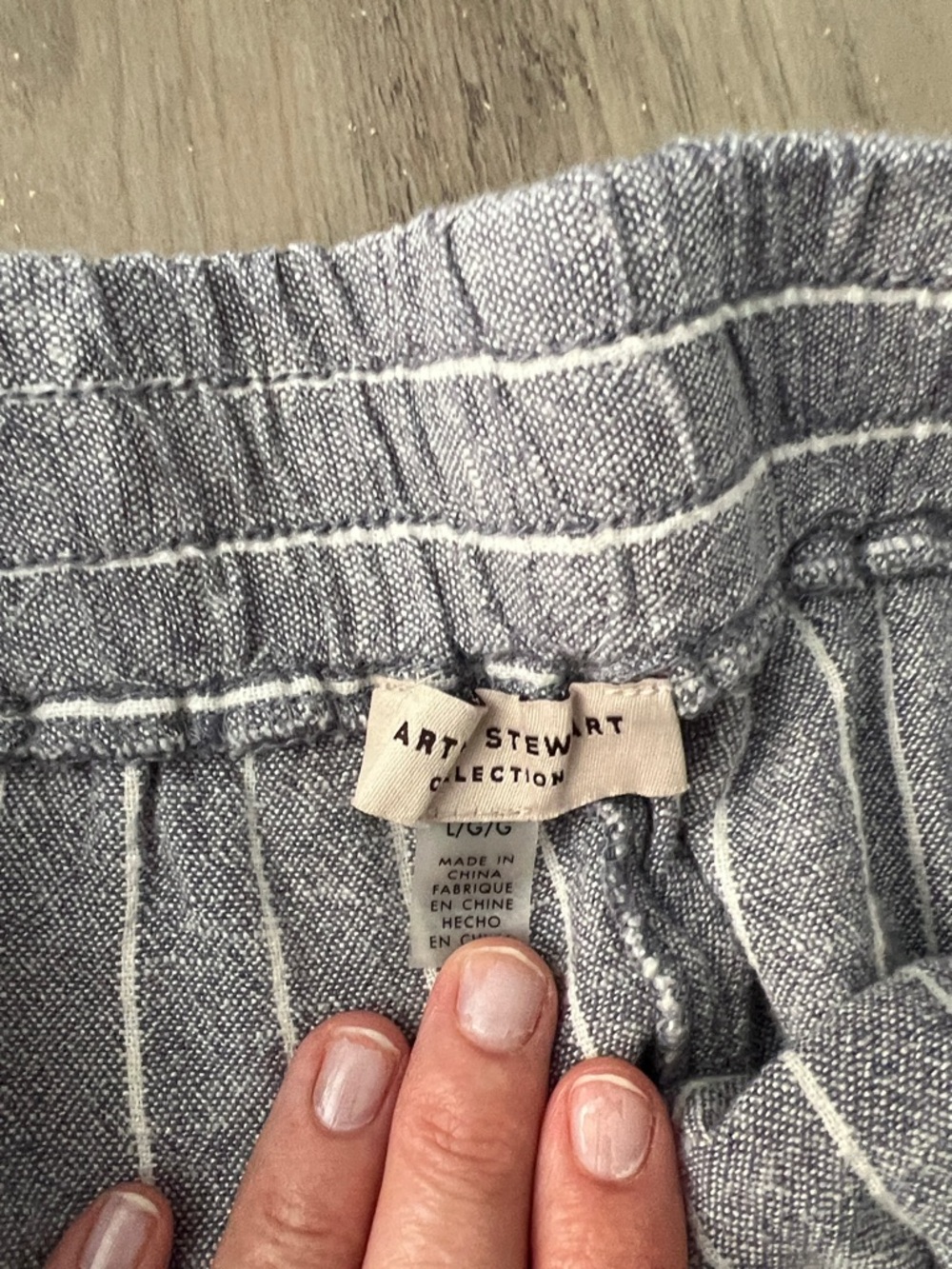Martha Stewart Gray Pinstripe Elastic-Waist pants and shirt set - Picture 3 of 6